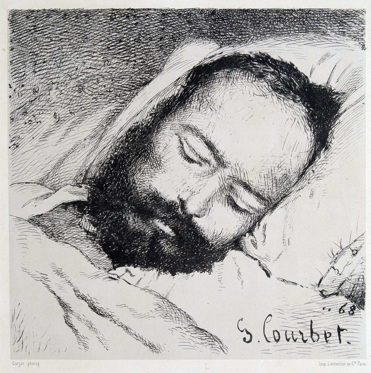 蒲鲁东的太平间肖像，20/01/1865 - 作者 Gustave Courbet 作者 古斯塔夫·库尔贝