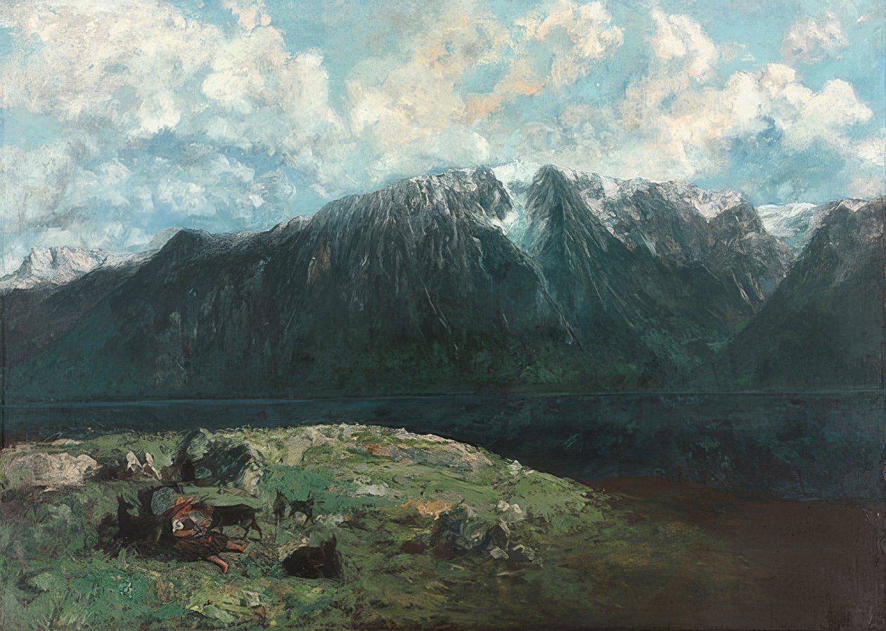 阿尔卑斯山的全景，Les Dents du Midi。 1877年 作者 古斯塔夫·库尔贝