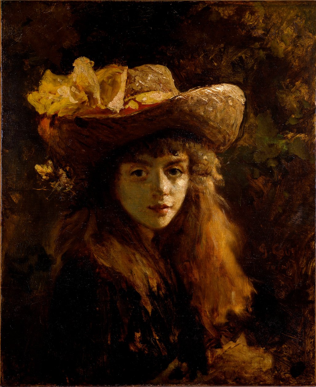 古斯塔夫·库尔贝 (Gustave Courbet) (1819-1877) 画的女孩肖像 1872 年，尺寸 73x60 厘米 维也纳，艺术史博物馆，位于 der Stallburg 的 Neue Galerie 作者 古斯塔夫·库尔贝