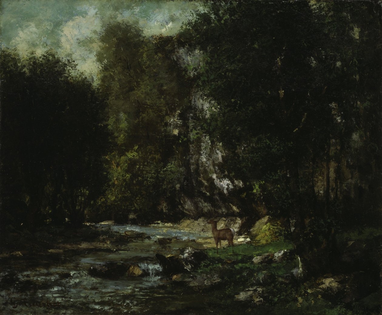 Les Puits-Noir 的小溪，约 1855 年（布面油画） 作者 古斯塔夫·库尔贝