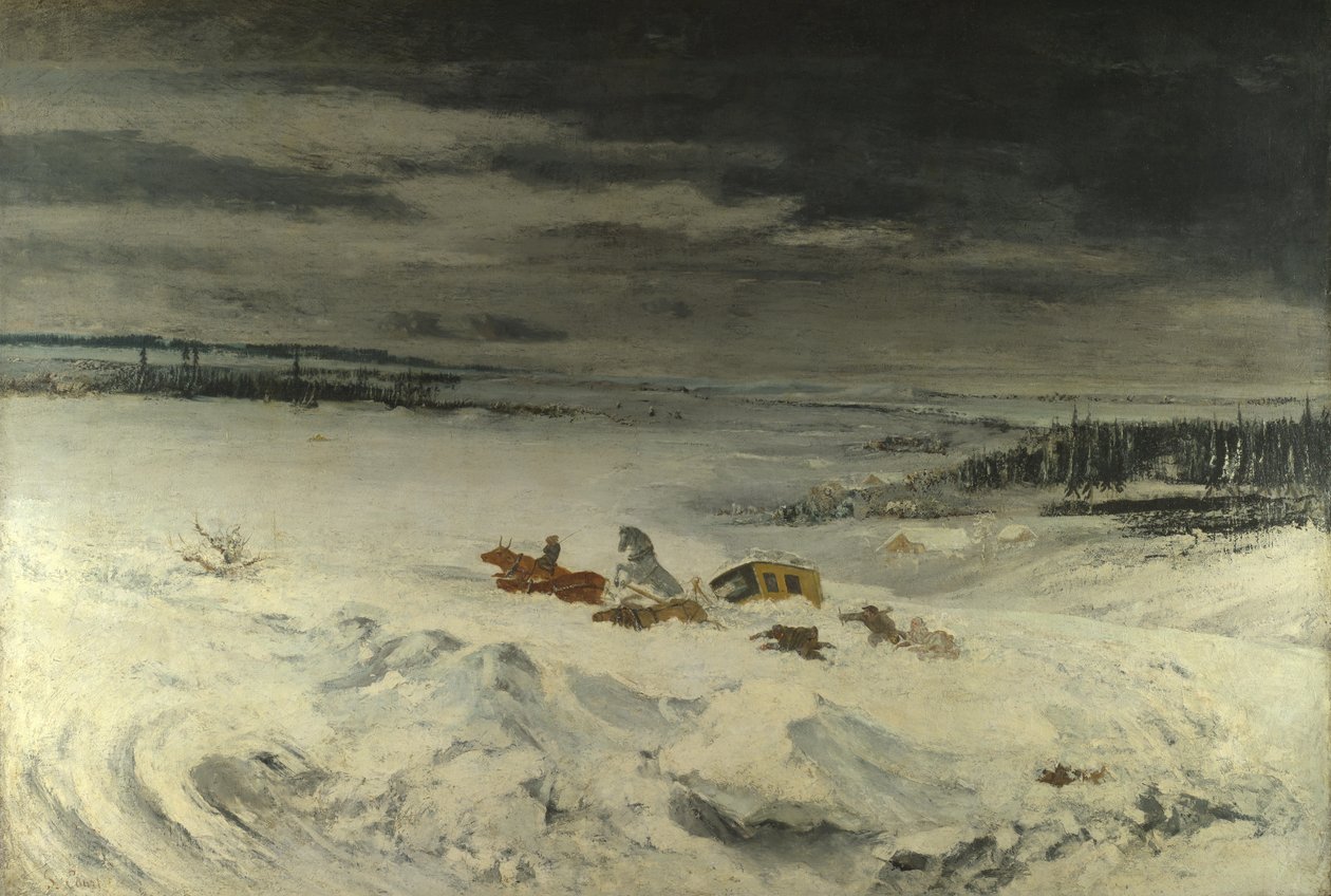 雪中的勤奋，1860年 作者 古斯塔夫·库尔贝