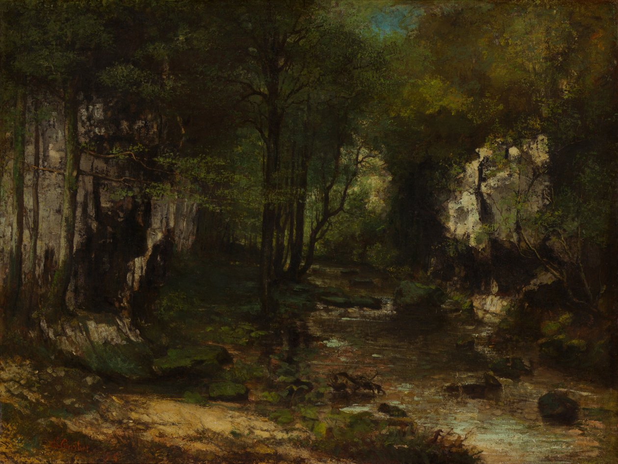 溪流 Le Ruisseau du Puits-Noir, Vallée de la Loue, 1855. 作者 古斯塔夫·库尔贝