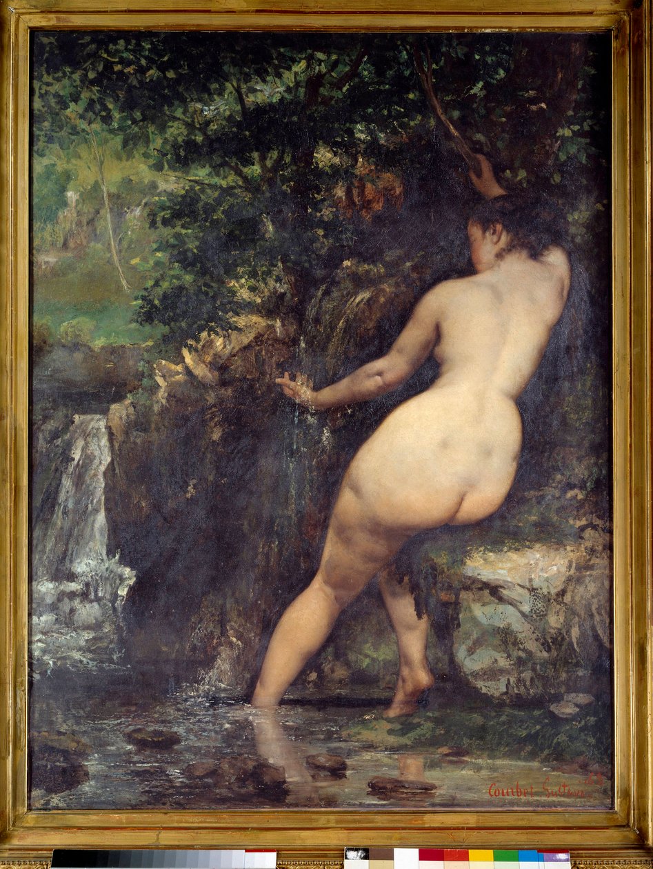 源头或源头的沐浴者 Gustave Courbet (1819-1877) 1868 年作画。 1,28x0,97 m 巴黎，奥赛博物馆 作者 古斯塔夫·库尔贝