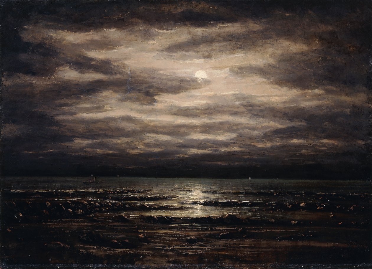 暮光之城在勒曼湖在Bon Port，1876年 作者 古斯塔夫·库尔贝