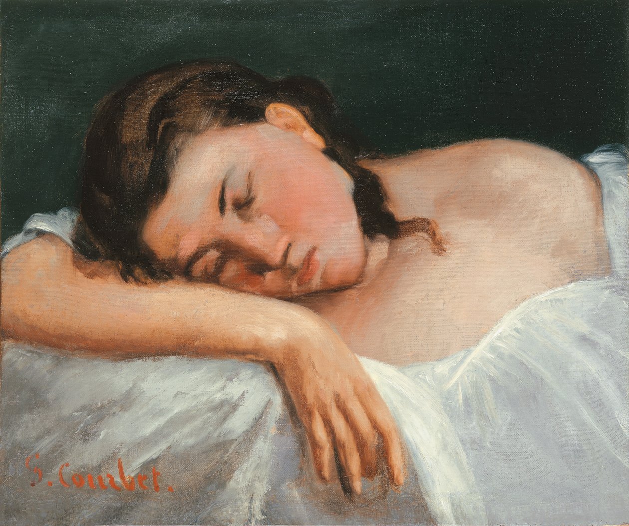 睡着的年轻女孩，1847年 作者 古斯塔夫·库尔贝