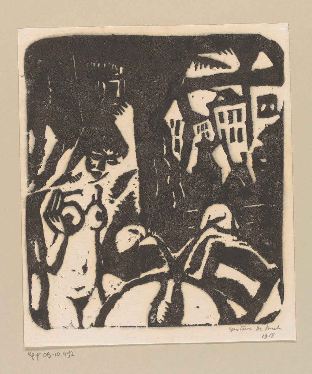 室内有裸女和窗户 作者 Gustave De Smet（艺术家签名）