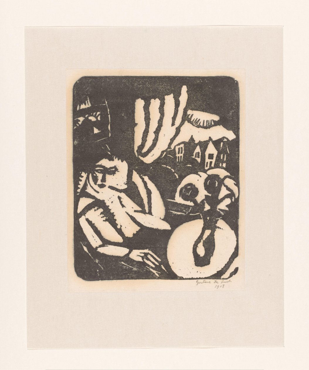 坐在窗边的女子 作者 Gustave De Smet（艺术家签名）
