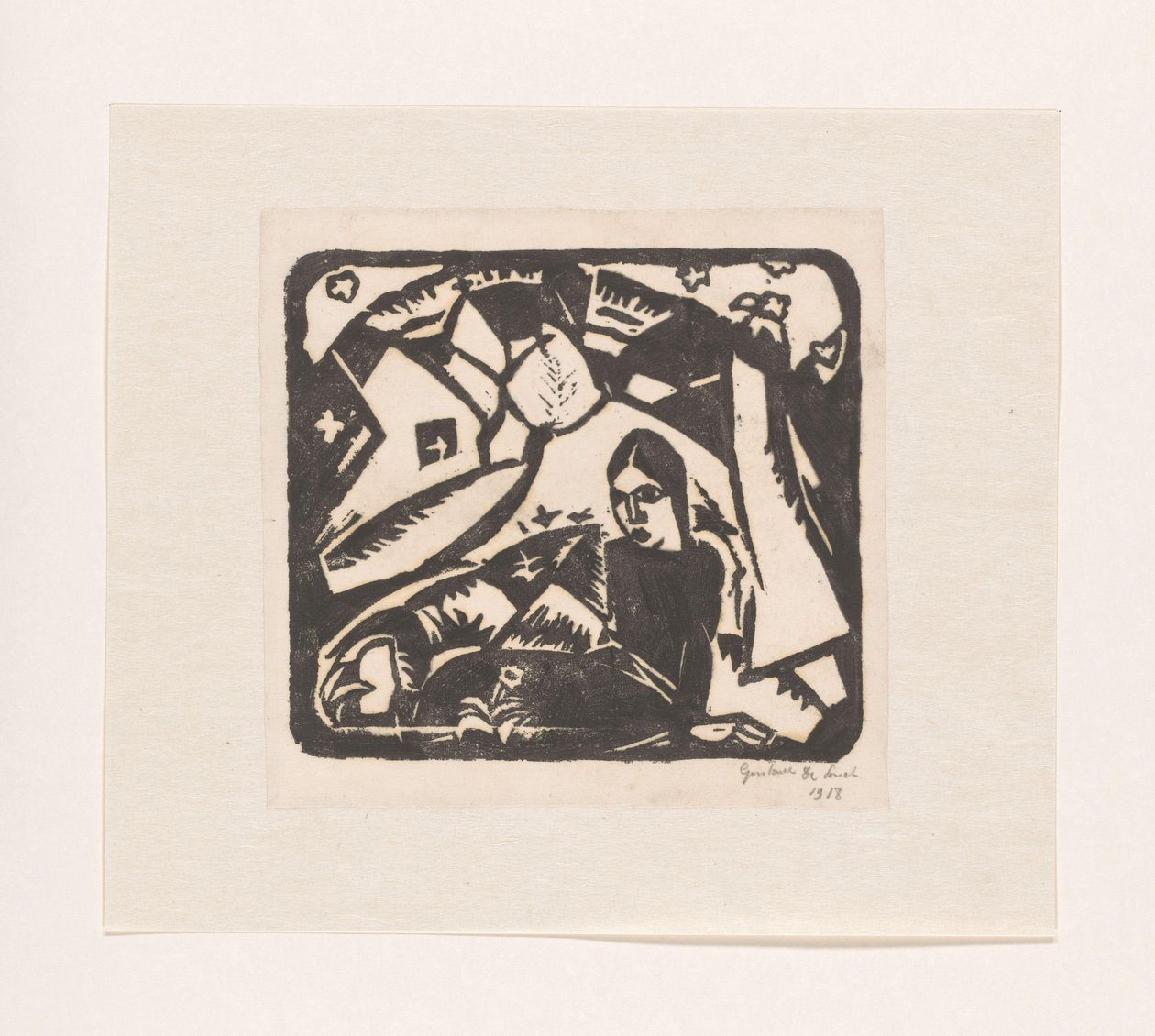 风景中的坐着的女人 作者 Gustave De Smet（艺术家签名）