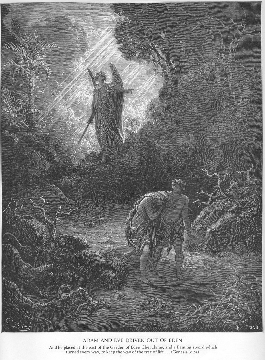 亚当和夏娃被赶出伊甸园 作者 古斯塔夫·多尔（Gustave Dore）
