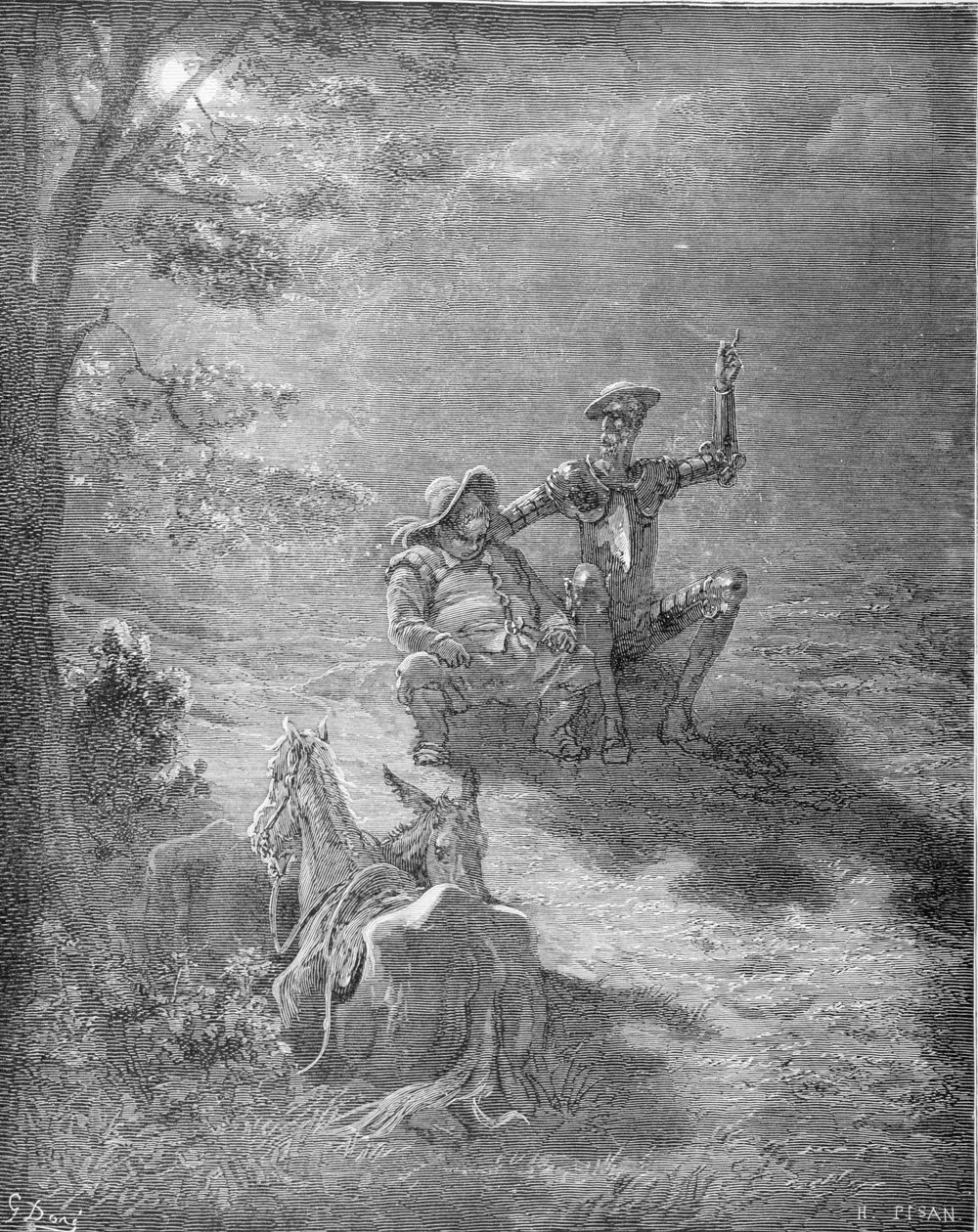 来自Miguel Cervantes（1547-1616）的&39;Don Quixote de la Mancha&39;的夜间话语，由Heliodore Joseph Pisan（1822-90）刻制，c.1868 作者 古斯塔夫·多尔（Gustave Dore）