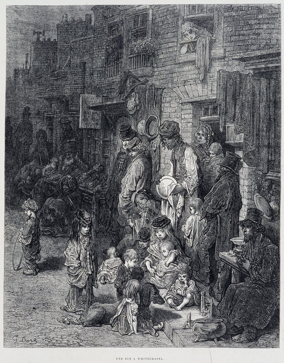 白教堂的一条街--载于古斯塔夫-多雷的《伦敦》中 作者 古斯塔夫·多尔（Gustave Dore）