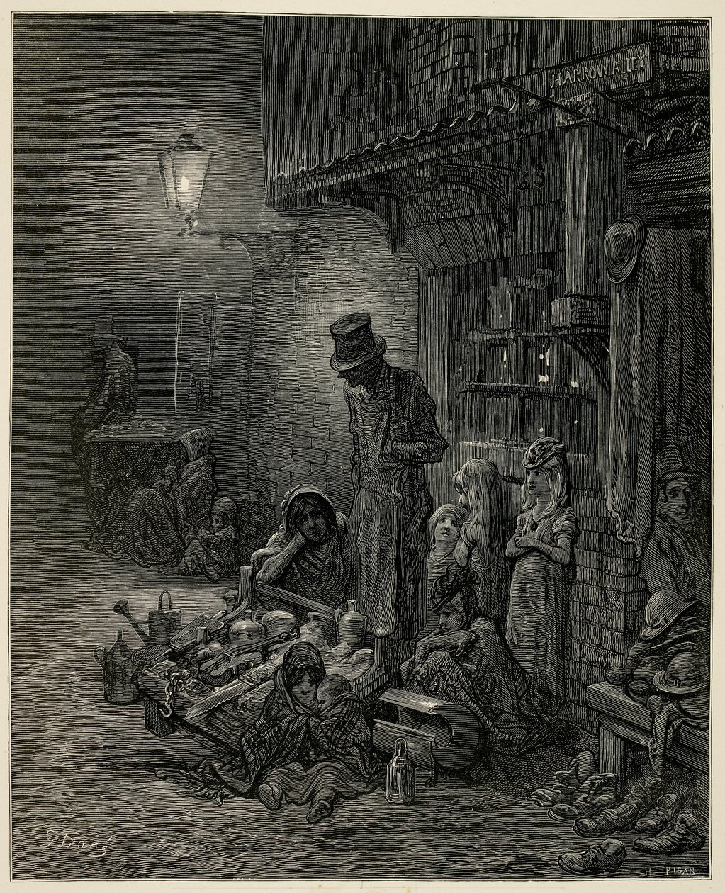 一个贫困家庭与他们的财产。 作者 古斯塔夫·多尔（Gustave Dore）
