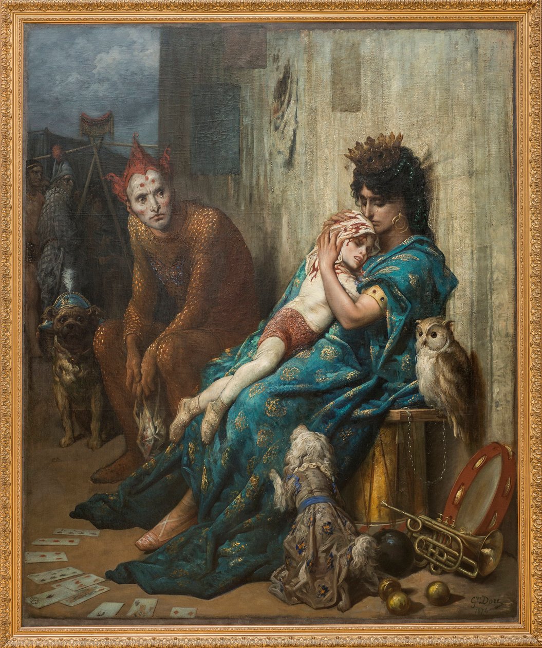 Acrobats - The Saltimbanks”” (the wounds child) - Painting by Gustave Dore (1832-1883) 作者 古斯塔夫·多尔（Gustave Dore）