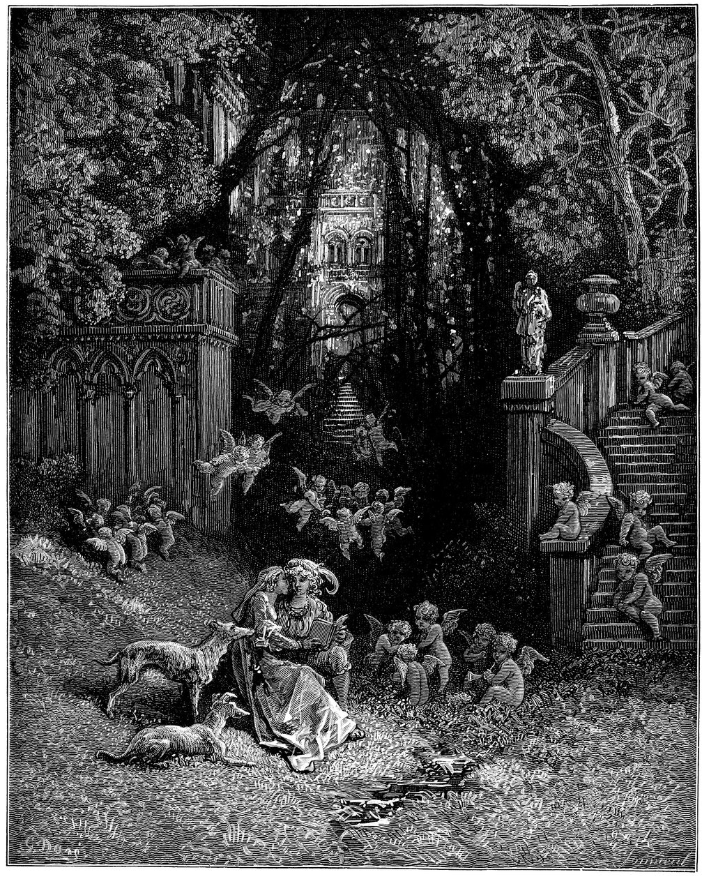 Alcina和Ruggiero是幸福的恋人， 作者 古斯塔夫·多尔（Gustave Dore）