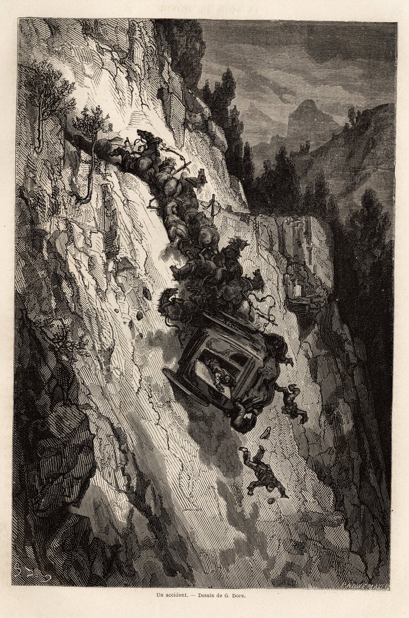 古斯塔夫-多尔（Gustave Dore，1832-1883）绘制的《勤奋的意外》，用于说明他在1862年与C.Davillier的西班牙之旅。雕刻在《世界之旅》中，由Edouard Charton编辑。 作者 古斯塔夫·多尔（Gustave Dore）