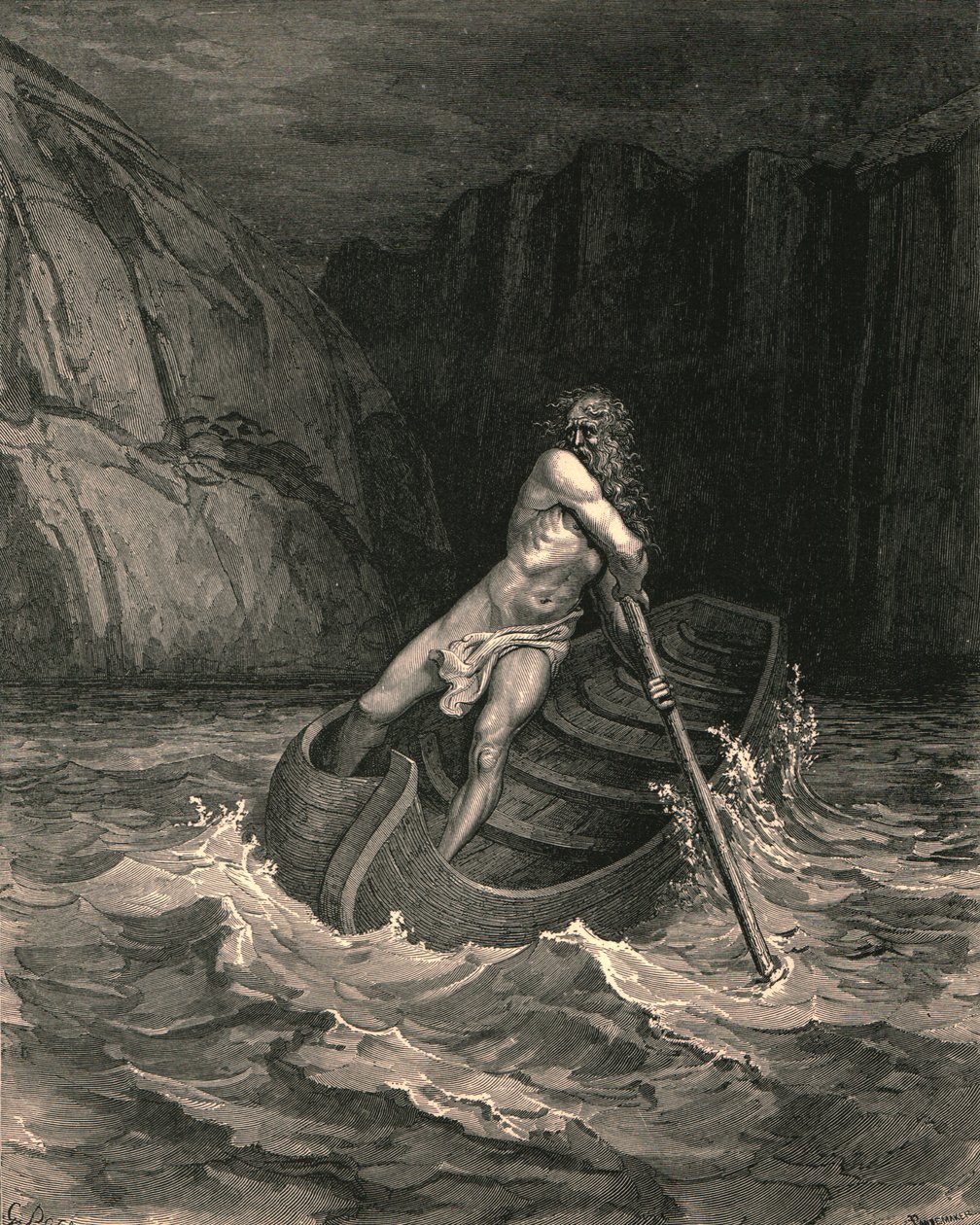 而且，瞧！一个树皮向我们袭来，一位老人，c1890。 作者 古斯塔夫·多尔（Gustave Dore）