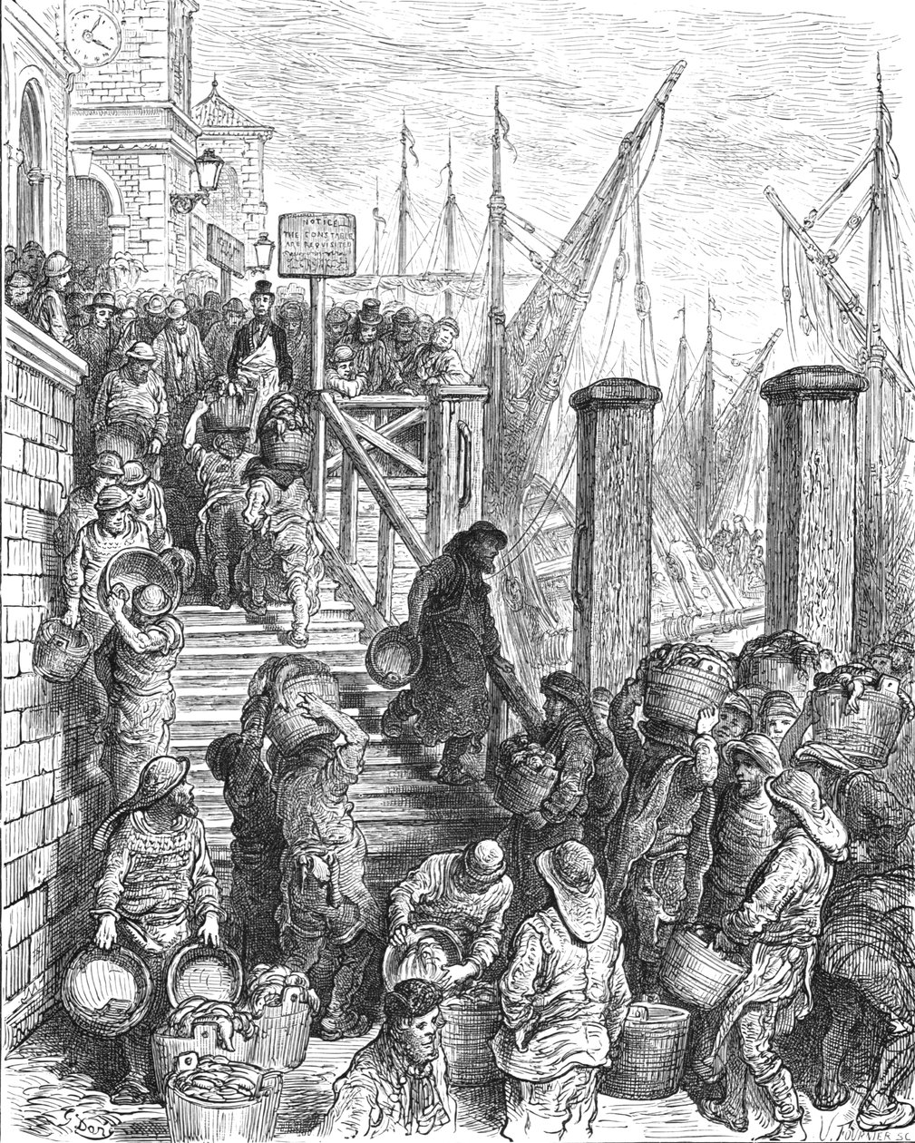 比林斯盖特--登陆的鱼》，1872年。   作者 古斯塔夫·多尔（Gustave Dore）