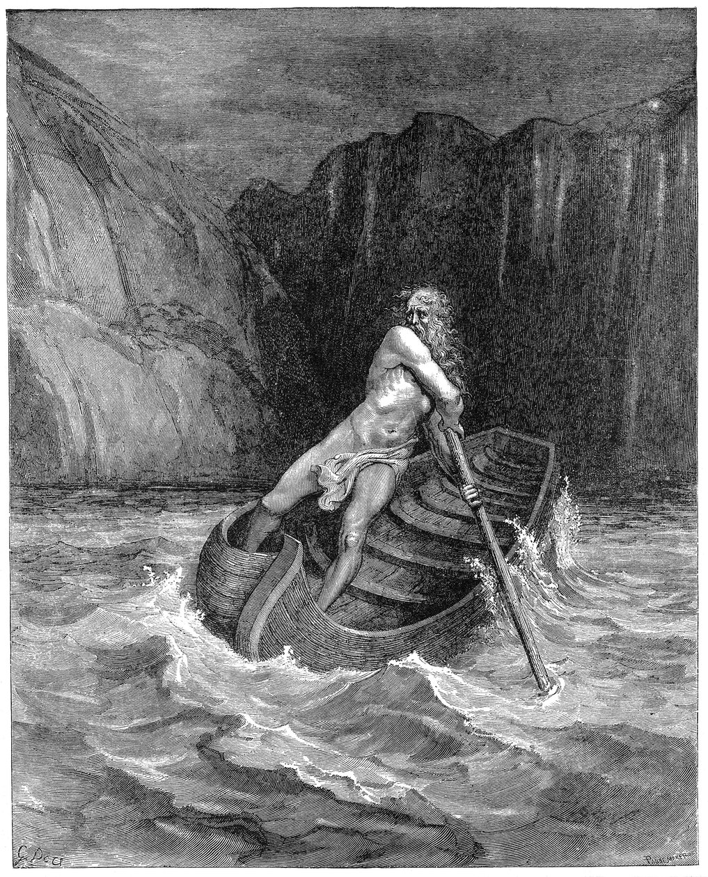 卡龙（Charon）渡船的划船者收集但丁（Dante）和维吉尔（Virgil），将它们运送到史泰克斯（Styx），1861年 作者 古斯塔夫·多尔（Gustave Dore）