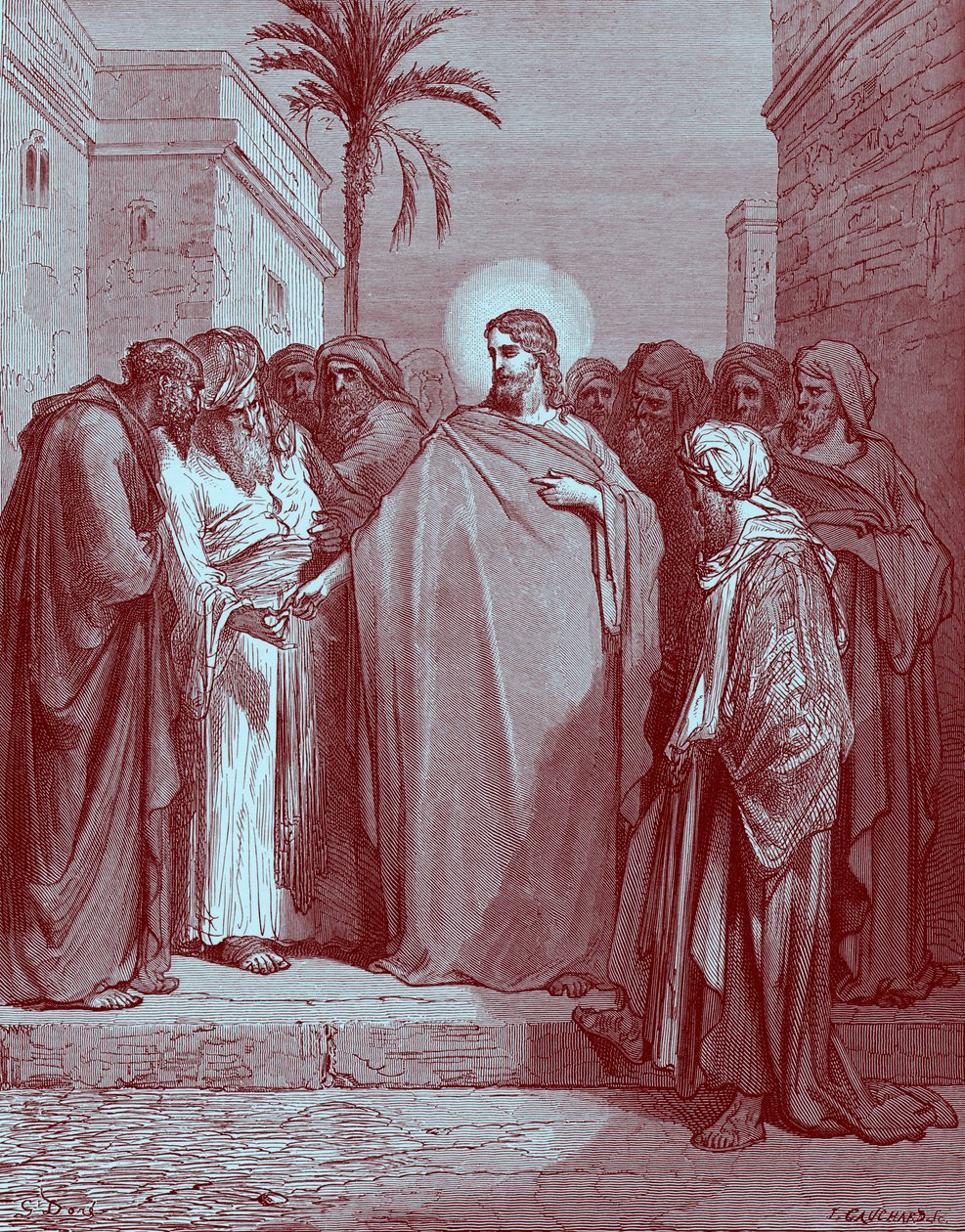 基督和贡品金钱 - 圣经 作者 古斯塔夫·多尔（Gustave Dore）