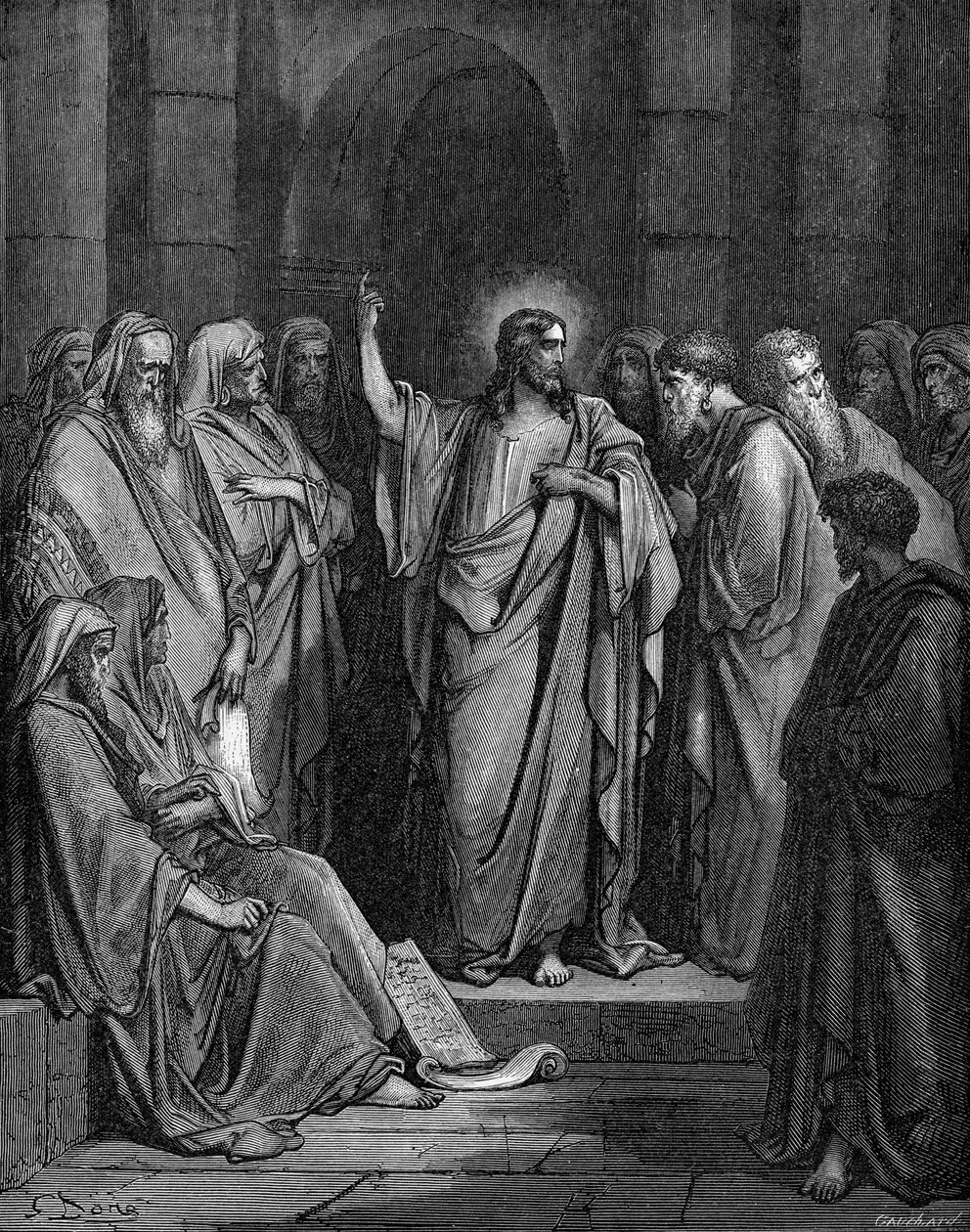 基督在会堂里 作者 古斯塔夫·多尔（Gustave Dore）