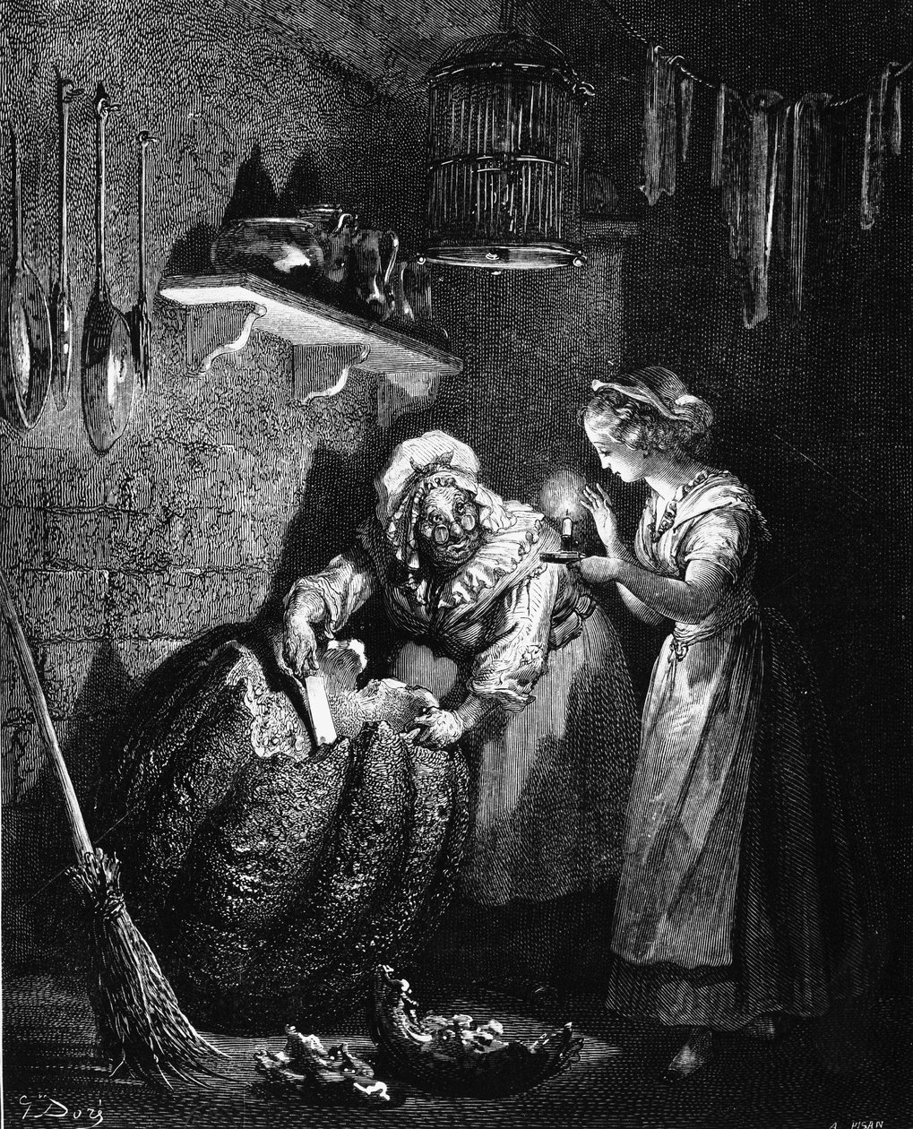 Cinderella: illustration by Gustave Doré - in “Les Contes” by Charles Perrault. 作者 古斯塔夫·多尔（Gustave Dore）