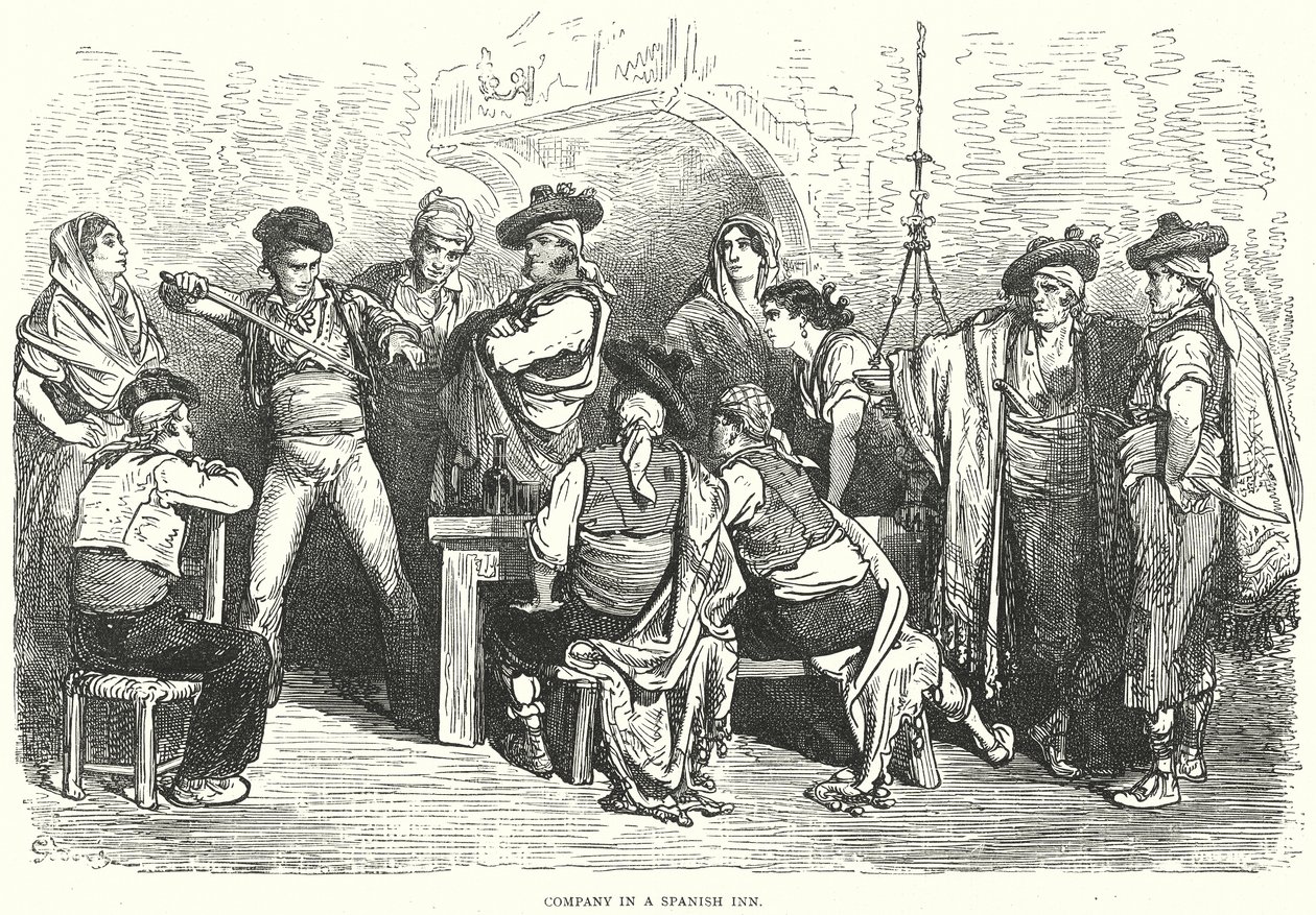西班牙旅馆中的公司（雕刻） 作者 古斯塔夫·多尔（Gustave Dore）