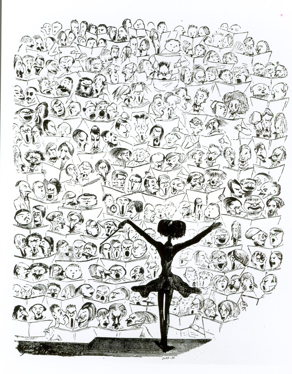 1850年爱乐协会音乐会，Hector Berlioz（1803-69）讽刺漫画“The Journal for Laughter” 作者 古斯塔夫·多尔（Gustave Dore）