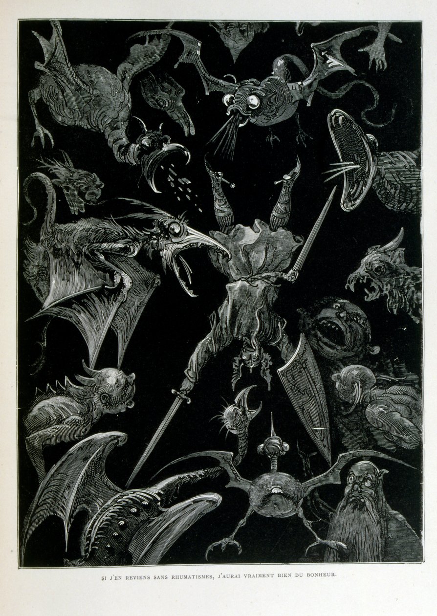 Croque-Mitaine; 1863 illustration, by Gustave Dore (1832  1883); French artist, printmaker, illustrator. Croque-Mitaine (The bogeyman) a maleficent character presented to children to scare them and thus make them wiser. 作者 古斯塔夫·多尔（Gustave Dore）