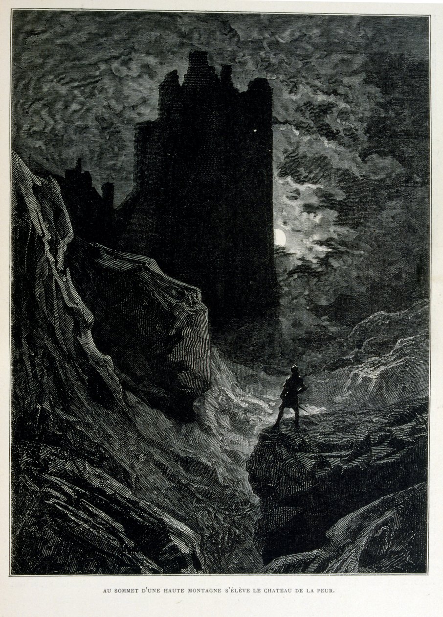 Croque-Mitaine；1863年的插图，作者是古斯塔夫-多尔（1832-1883）；法国艺术家、版画家、插画家。Croque-Mitaine（妖怪）是一个邪恶的人物，呈现在儿童面前，吓唬他们，从而使他们更加聪明。 作者 古斯塔夫·多尔（Gustave Dore）