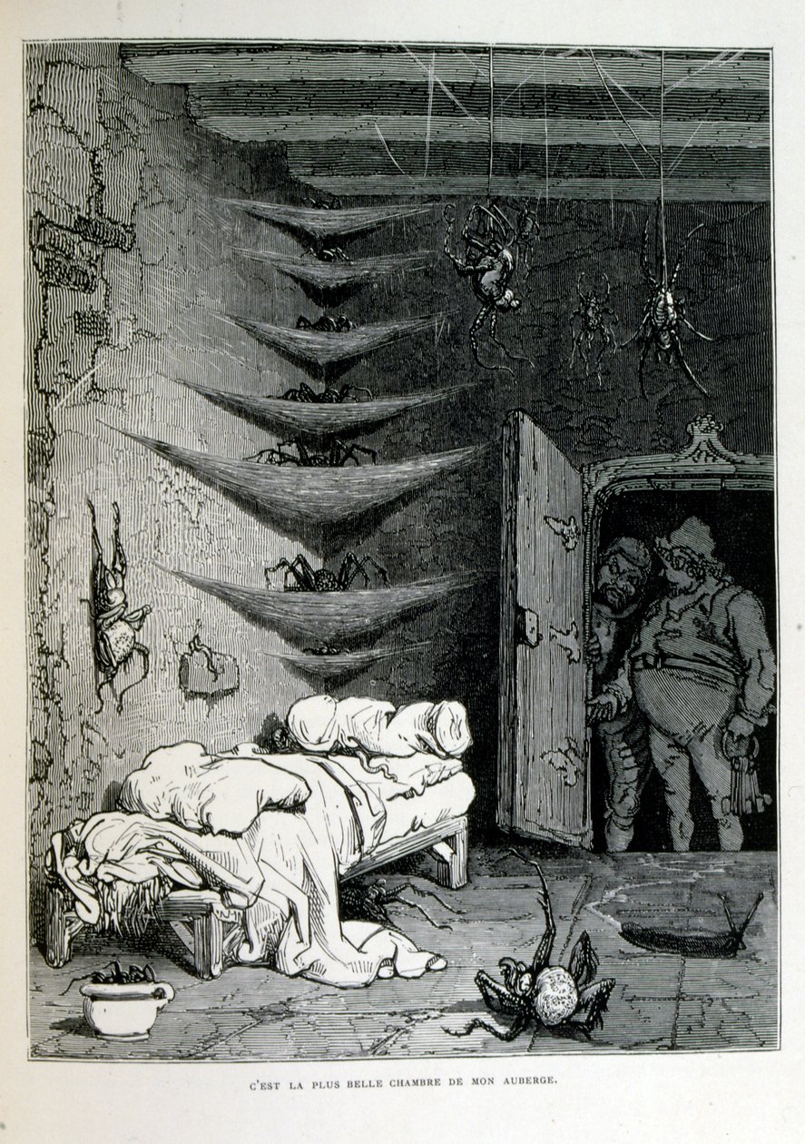Croque-Mitaine; 1863 illustration, by Gustave Dore (1832  1883); French artist, printmaker, illustrator. Croque-Mitaine (The bogeyman) a maleficent character presented to children to scare them and thus make them wiser. 作者 古斯塔夫·多尔（Gustave Dore）