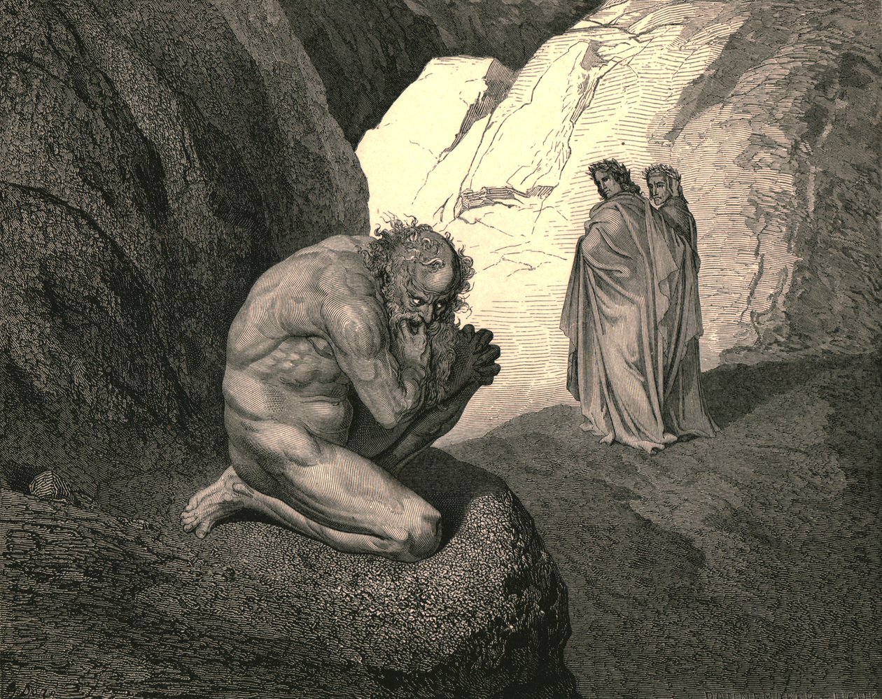 恶狼！你的愤怒向内掠夺你的猎物，吞噬你！，c1890。 作者 古斯塔夫·多尔（Gustave Dore）