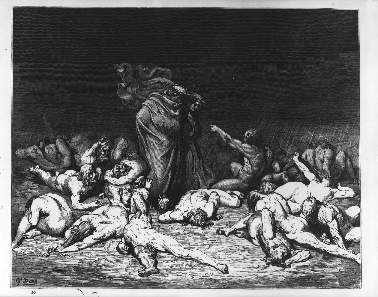 地狱中的但丁和维吉尔，来自“神曲”的插图，1861年 作者 古斯塔夫·多尔（Gustave Dore）