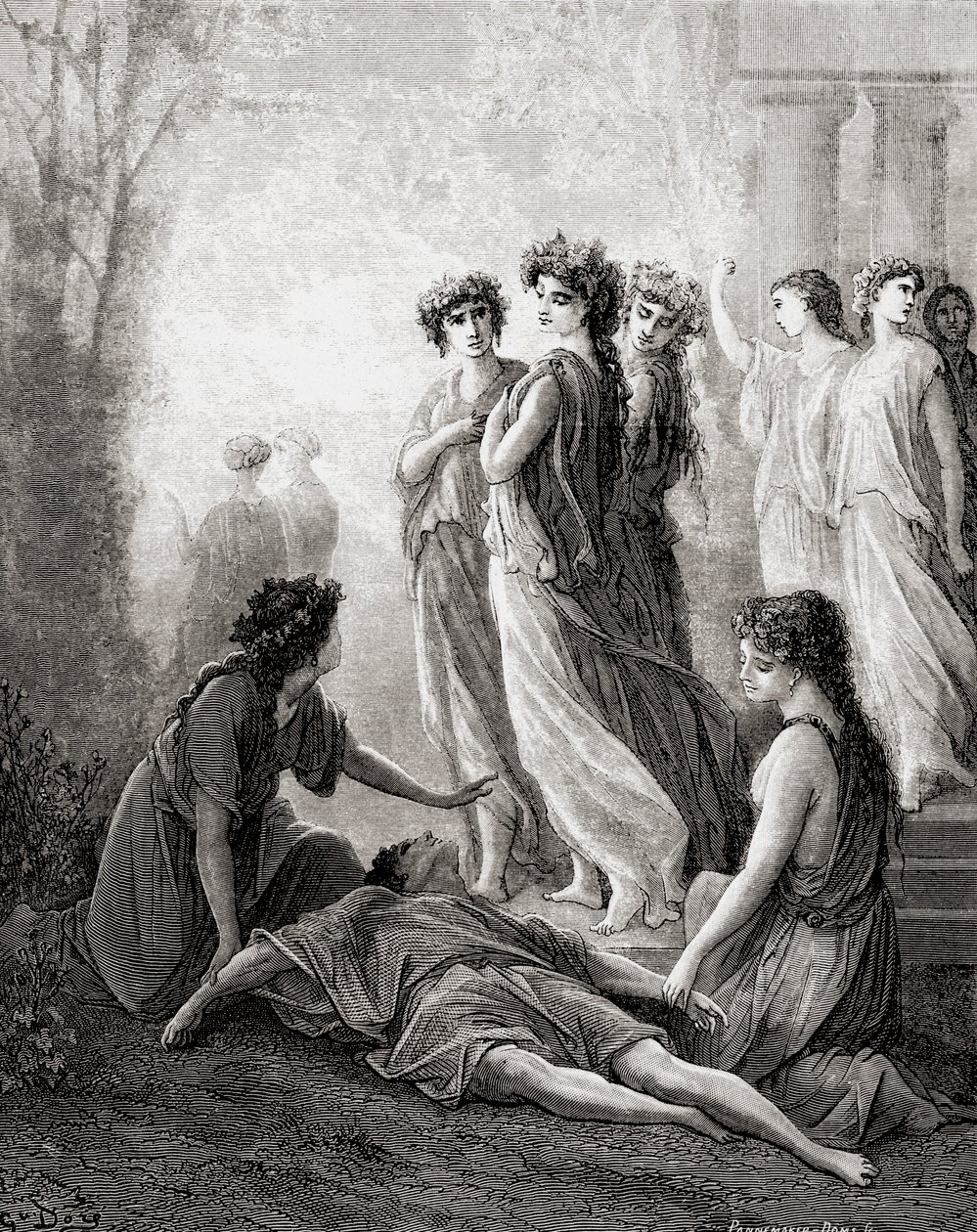 Daphnis et Alcimadure，来自19世纪晚期版本的Fables de La Fontaine（木版画） 作者 古斯塔夫·多尔（Gustave Dore）