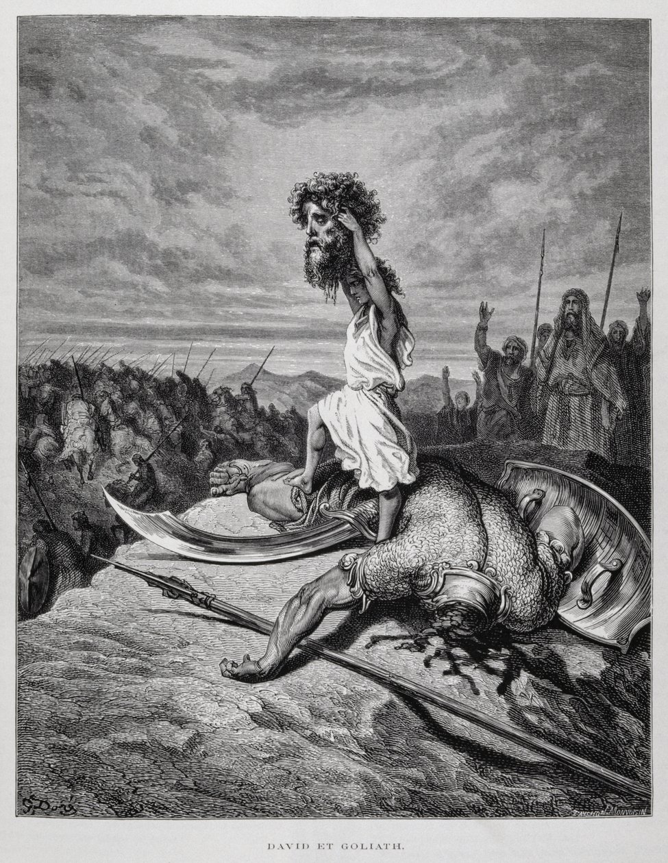 大卫杀死歌利亚，多尔圣经插图 作者 古斯塔夫·多尔（Gustave Dore）