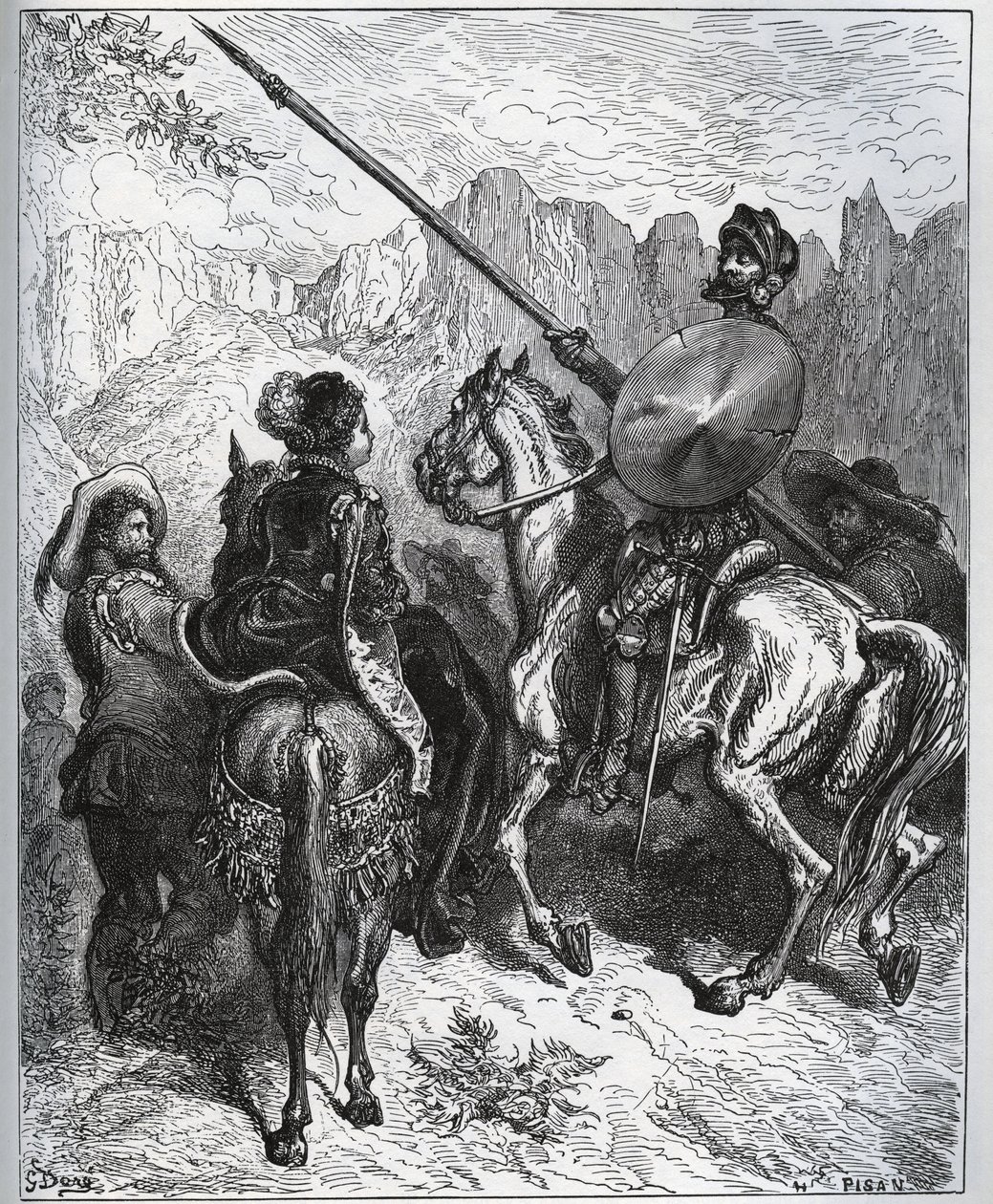 Don Quixote接受Micomicon的Dorothe-Princess提出的任务-Miguel Cervantes的“ Don Quixote de la Mancha” 作者 古斯塔夫·多尔（Gustave Dore）