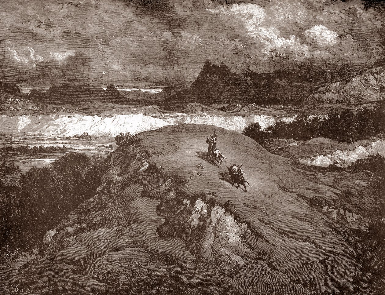 唐吉诃德和桑乔潘萨接近莫雷纳山脉 古斯塔夫·多雷 (1832-1883) 为“L