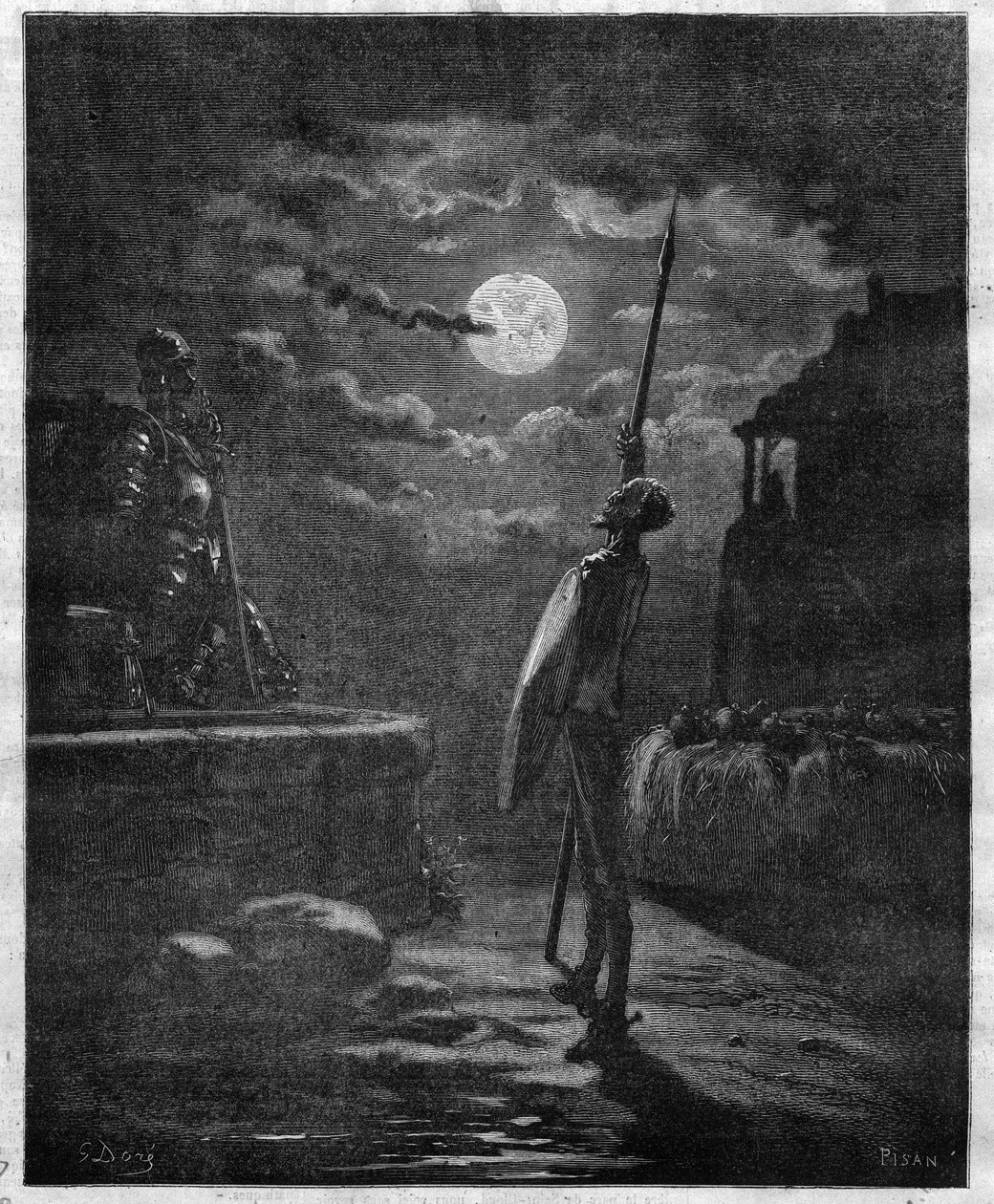 塞万提斯（Miguel de Cervantes，1547-1616）的《堂吉诃德》，由古斯塔夫-多尔（Gustave Dore，1832-1883）插图--"插图杂志 "中的版画。 作者 古斯塔夫·多尔（Gustave Dore）