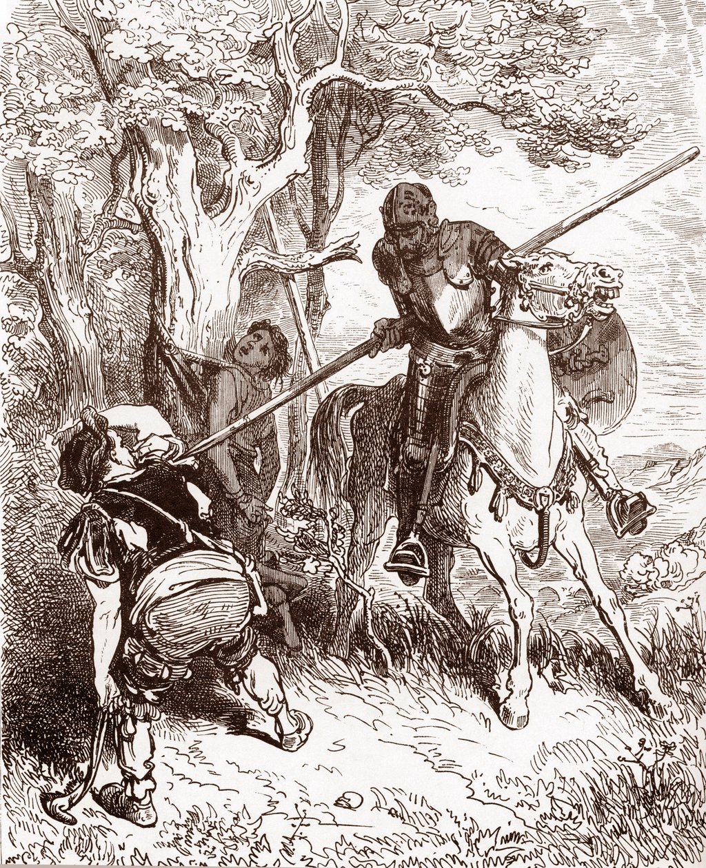堂吉诃德威胁运送牧童的农民 古斯塔夫-多尔（1832-1883 年）为米格尔-德-塞万提斯（1547-1616 年）1863 年作品《L