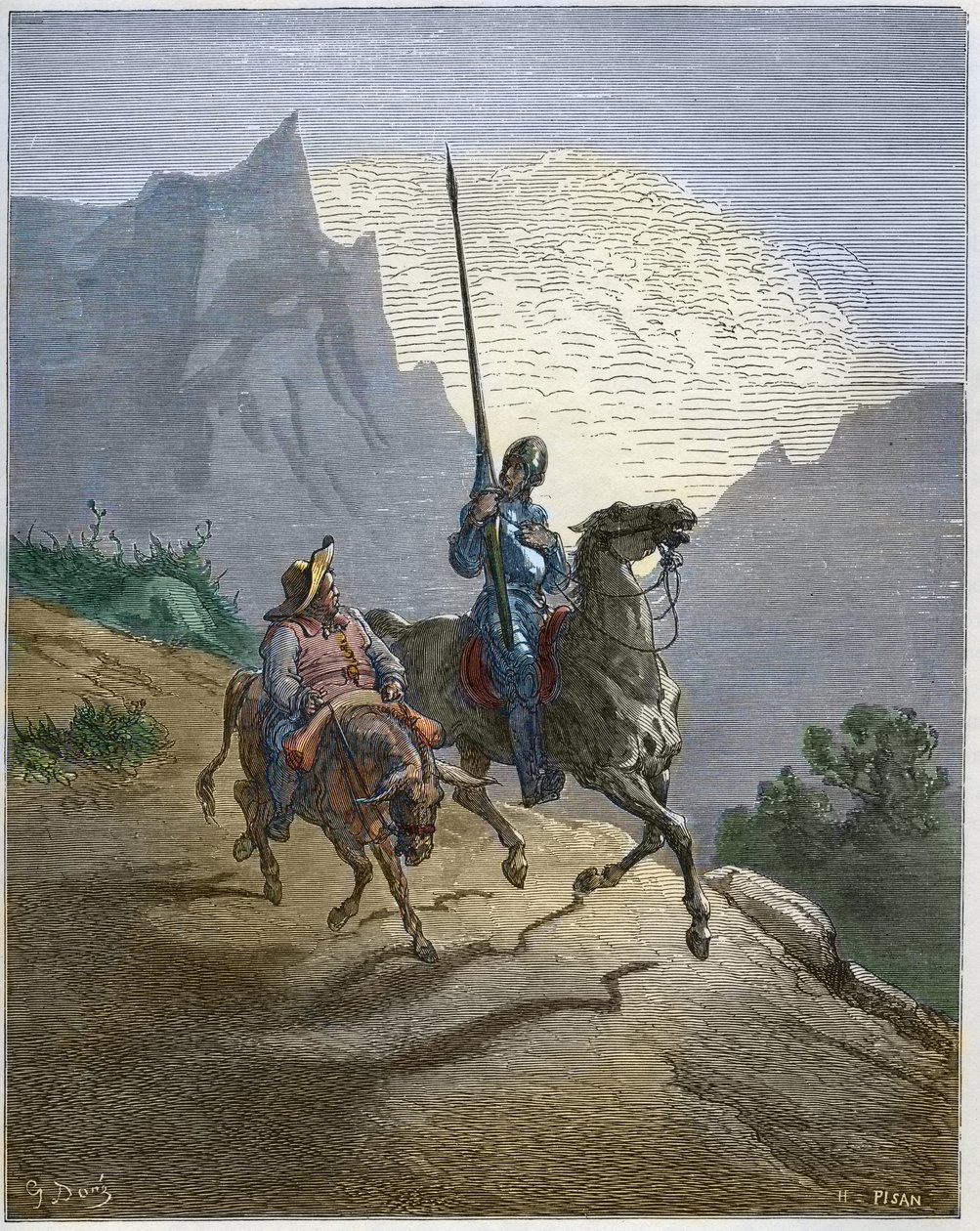 唐·吉ote德（San Qui Panza）和唐吉x德（Michuel Cervantes） 作者 古斯塔夫·多尔（Gustave Dore）