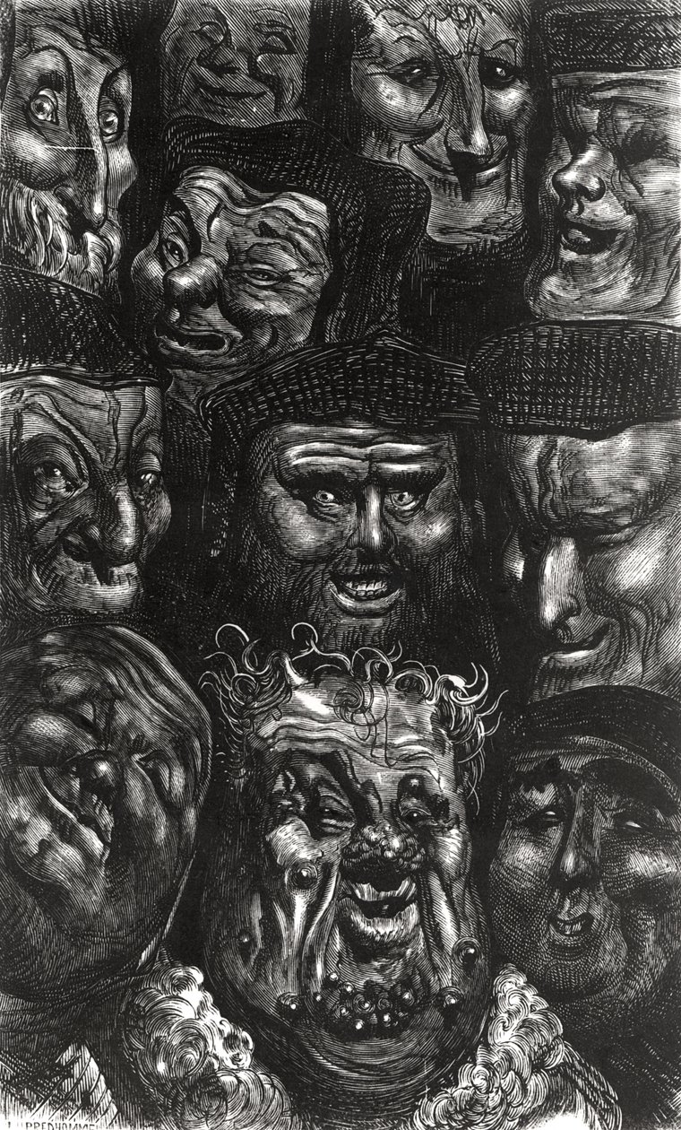 Predhomme刻有Honore de Balzac（1799-1850）的&39;Les Contes Drolatiques&39;十一张奇形怪状的面孔 作者 古斯塔夫·多尔（Gustave Dore）