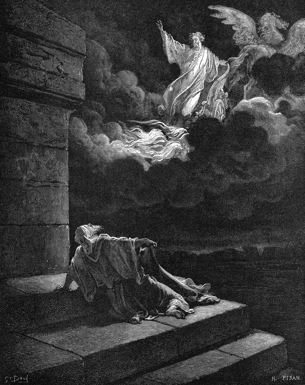 以利亚乘坐火车升空 作者 古斯塔夫·多尔（Gustave Dore）