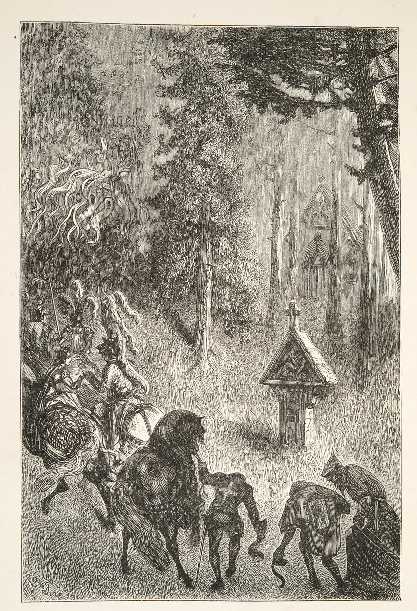从Cameliard护送，来自查尔斯亨利汉森的亚瑟王日故事，pub.1898 作者 古斯塔夫·多尔（Gustave Dore）