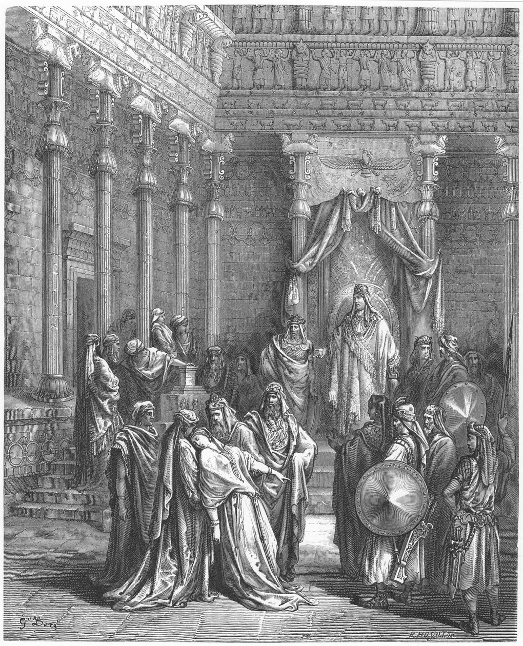以斯帖在亚哈苏鲁面前，1866年 作者 古斯塔夫·多尔（Gustave Dore）