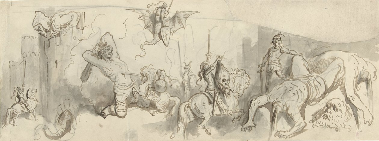 骑士与巨人之间的战斗 作者 古斯塔夫·多尔（Gustave Dore）