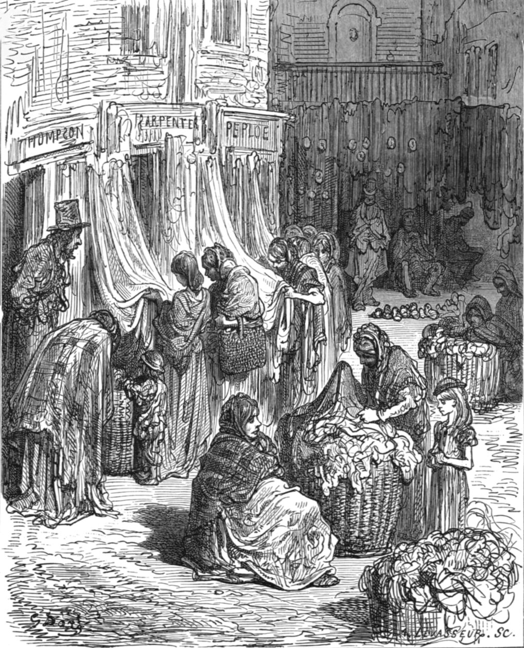 Gloucester Street, New Cut-Old Clothes Mart", 1872年。   作者 古斯塔夫·多尔（Gustave Dore）