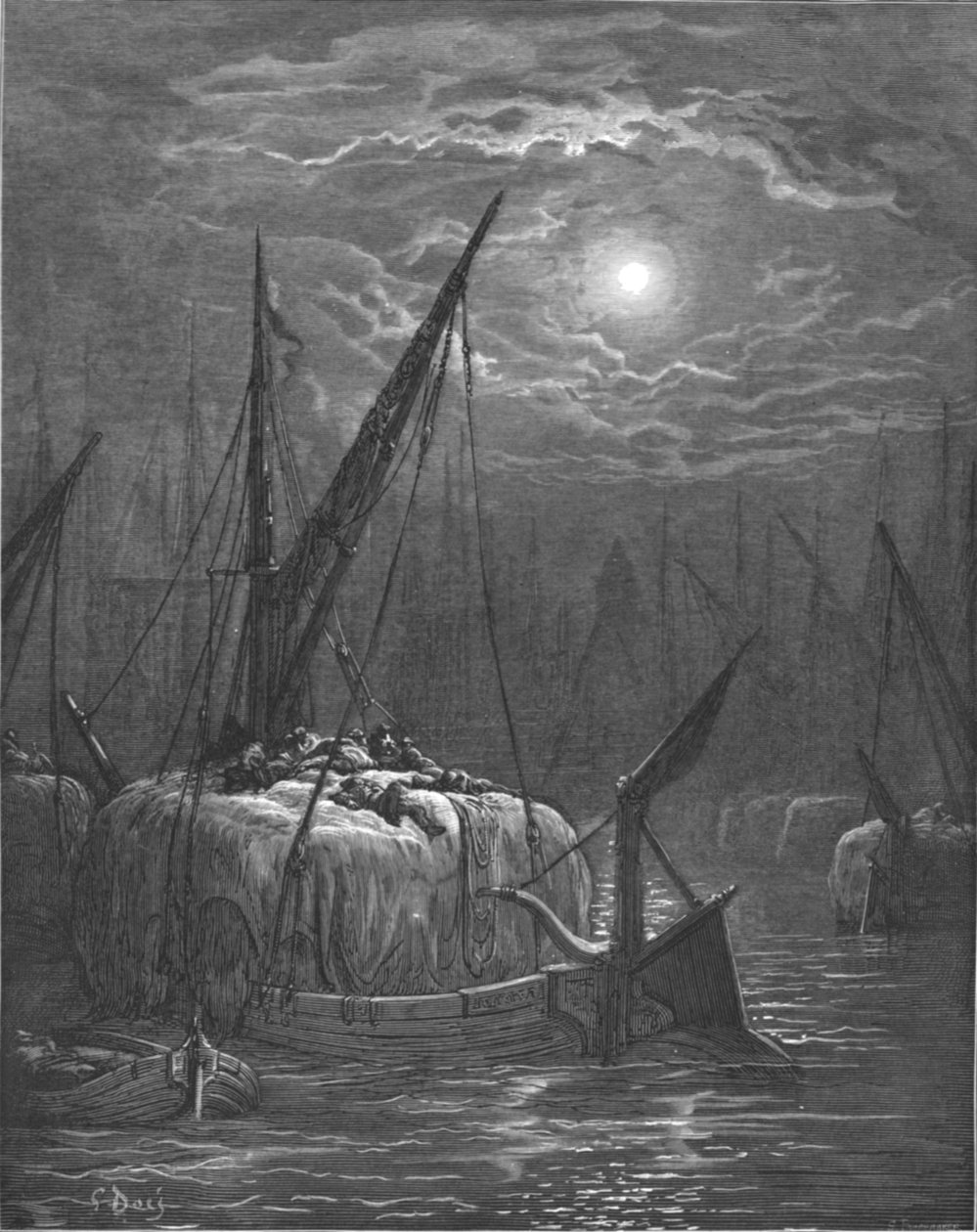泰晤士河上的干草船》，1872年。   作者 古斯塔夫·多尔（Gustave Dore）