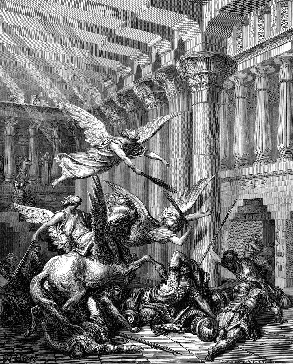 Heliodorus试图从耶路撒冷的圣殿拿走财宝，1865-1866年 作者 古斯塔夫·多尔（Gustave Dore）