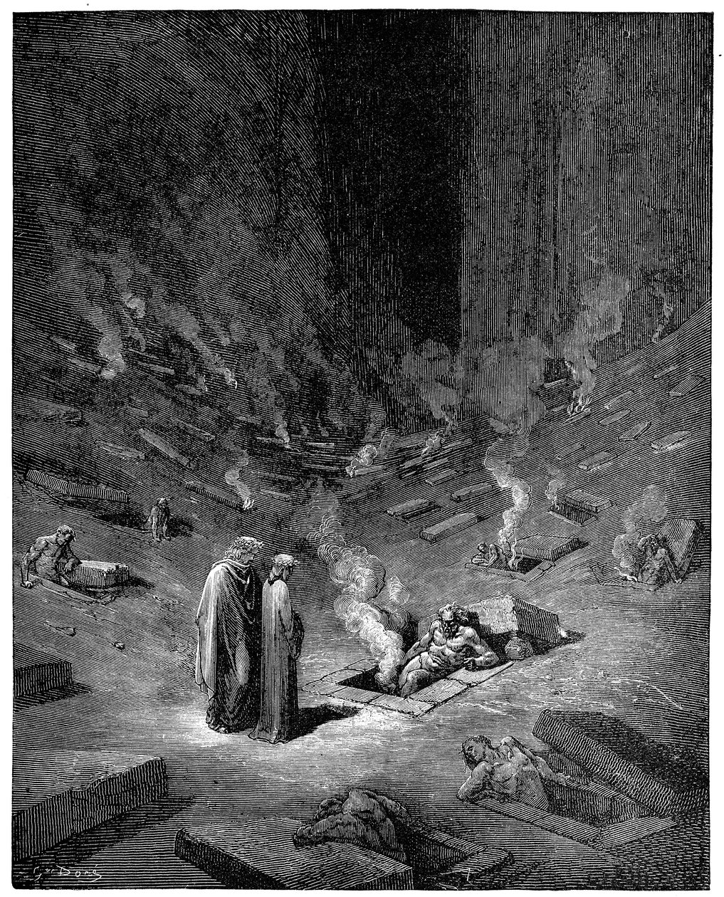 地狱：地狱之城Dis，罗马黑社会之神，1863年 作者 古斯塔夫·多尔（Gustave Dore）