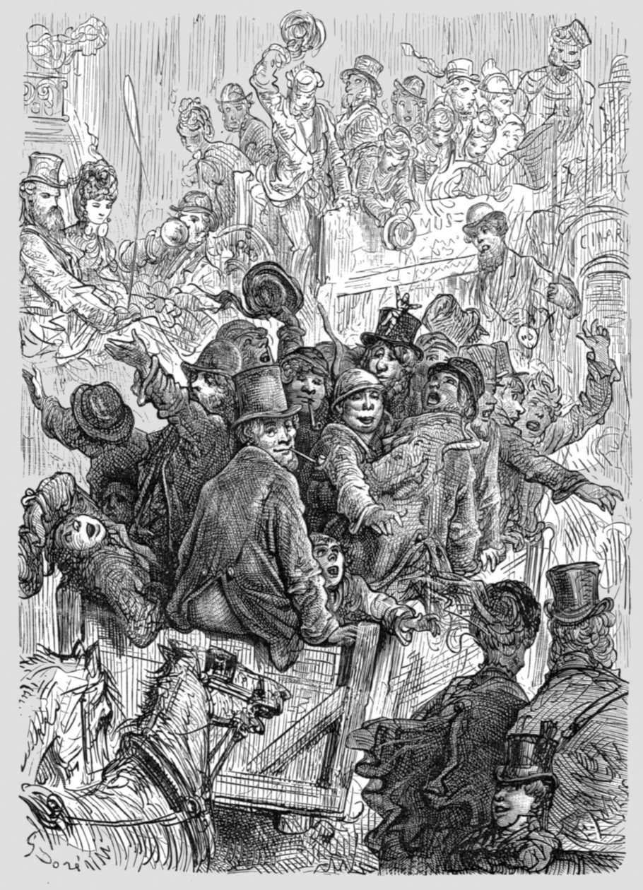 从汉普顿宫廷赛马会回家》，1872年。   作者 古斯塔夫·多尔（Gustave Dore）