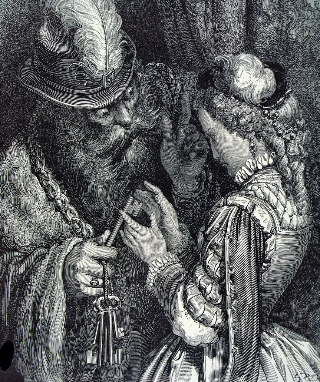 查尔斯·佩罗（Charles Perrault，1828-1703）1893年的“蓝胡子”插图 作者 古斯塔夫·多尔（Gustave Dore）
